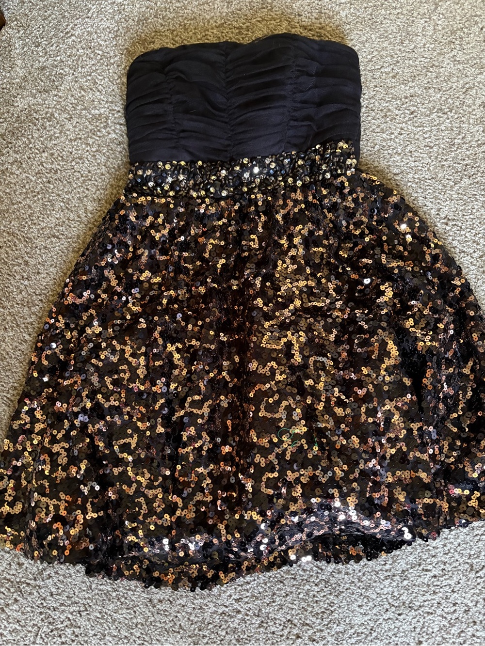 My Michelle Black and Gold Sequin Strapless Party Dress